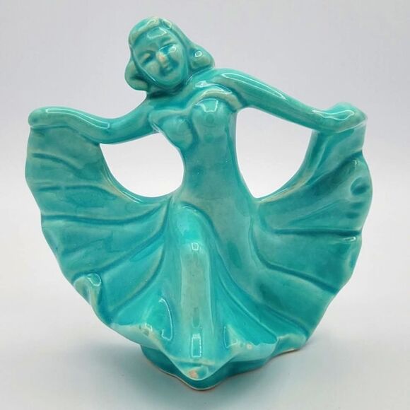 Vintage Monrovia Walker California Pottery Dancing Lady Aqua Blue Figurine - Picture 7 of 14